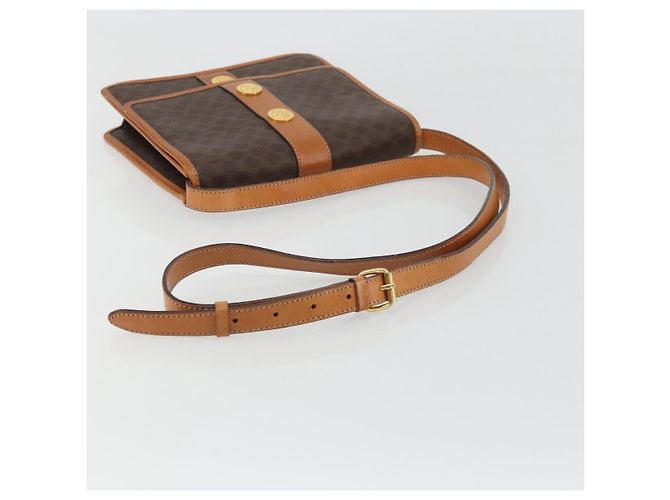 Céline CELINE Macadam Canvas Medallion Shoulder Bag PVC Leather Brown Gold - vista 7