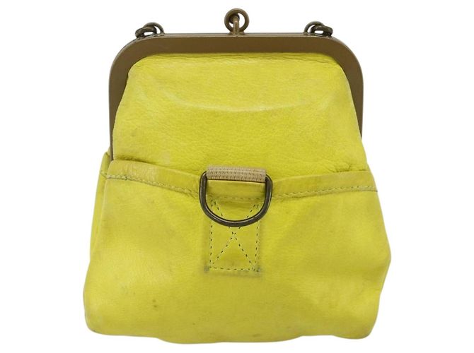 Miu Miu Shoulder Bag Leather Yellow - vista 13