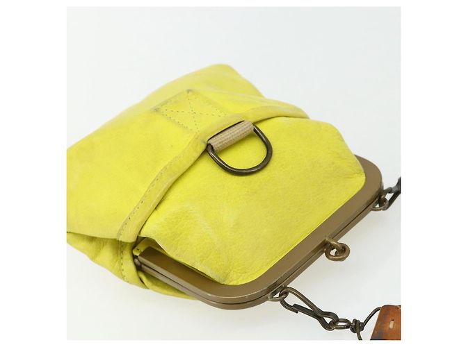 Miu Miu Shoulder Bag Leather Yellow - vista 6