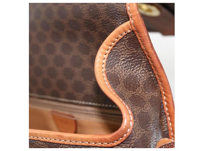 Céline CELINE Macadam Canvas Circle Shoulder Bag PVC Leather Brown Gold - vista 10