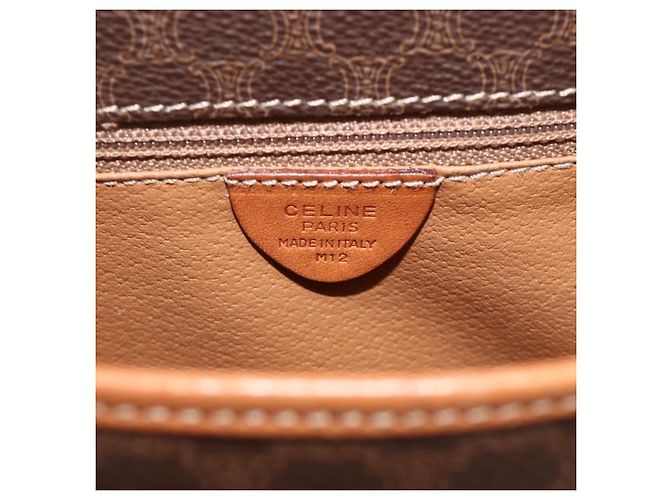 Céline CELINE Macadam Canvas Circle Shoulder Bag PVC Leather Brown Gold - vista 12