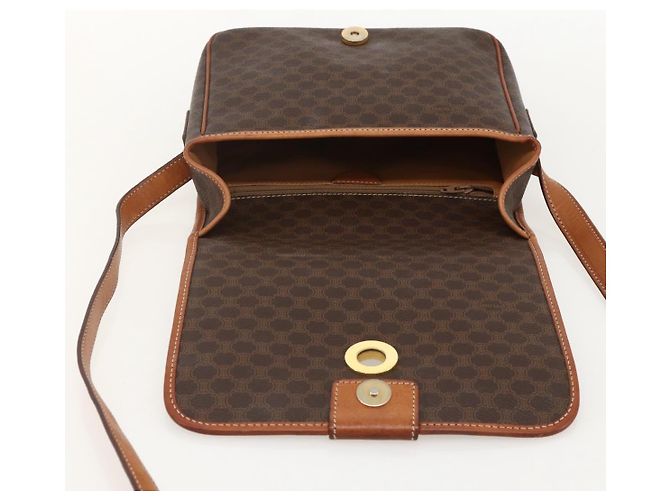Céline CELINE Macadam Canvas Circle Shoulder Bag PVC Leather Brown Gold - vista 18