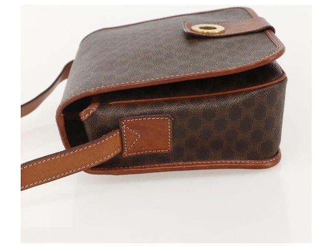Céline CELINE Macadam Canvas Circle Shoulder Bag PVC Leather Brown Gold - vista 3