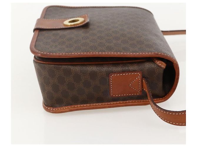 Céline CELINE Macadam Canvas Circle Shoulder Bag PVC Leather Brown Gold - vista 4