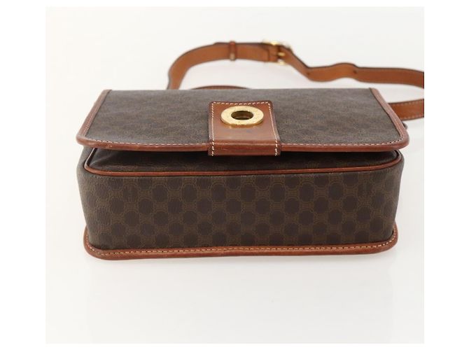 Céline CELINE Macadam Canvas Circle Shoulder Bag PVC Leather Brown Gold - vista 5