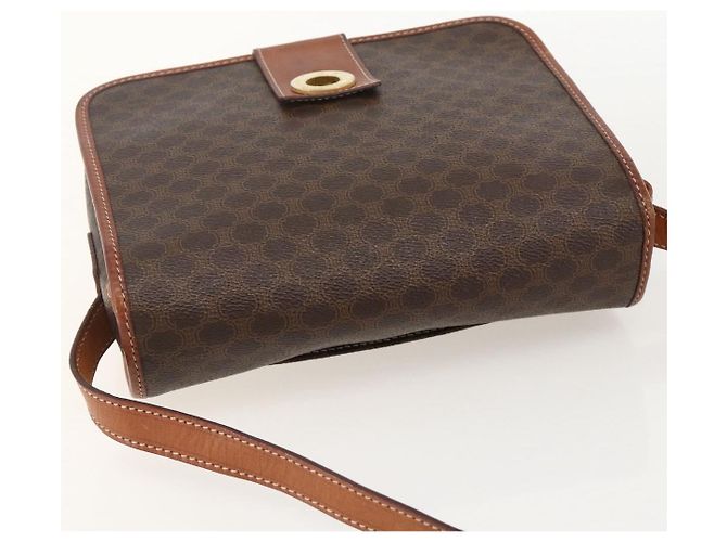 Céline CELINE Macadam Canvas Circle Shoulder Bag PVC Leather Brown Gold - vista 6