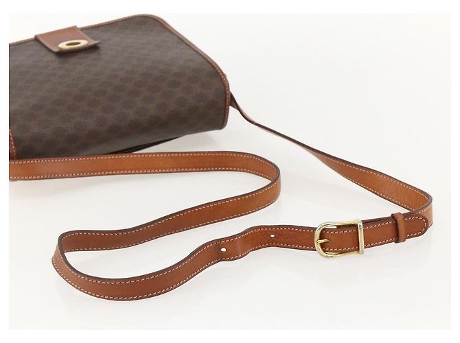 Céline CELINE Macadam Canvas Circle Shoulder Bag PVC Leather Brown Gold - vista 7