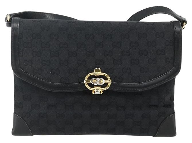 GUCCI GG Canvas Schultertasche Schwarz Gold - Ansicht 13