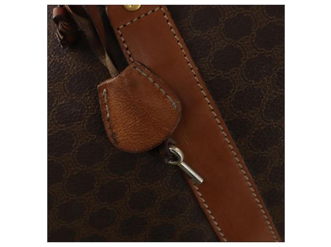 Céline CELINE Macadam Canvas Boston Bag PVC Leather Brown Gold - vista 10