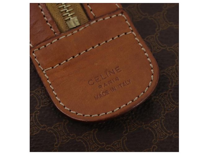 Céline CELINE Macadam Canvas Boston Bag PVC Leather Brown Gold - vista 12
