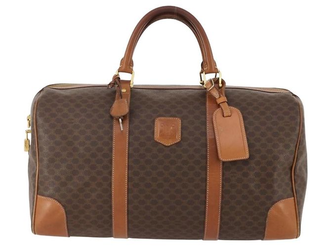 Céline CELINE Macadam Canvas Boston Bag PVC Leather Brown Gold - vista 13
