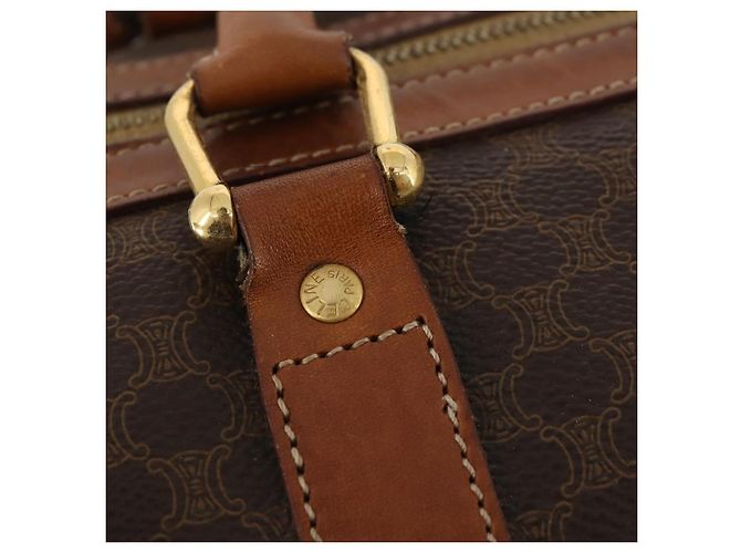 Céline CELINE Macadam Canvas Boston Bag PVC Leather Brown Gold - vista 17