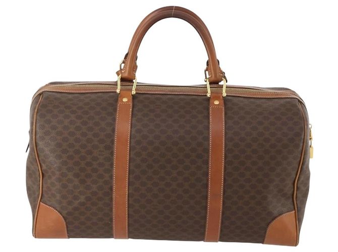 Céline CELINE Macadam Canvas Boston Bag PVC Leather Brown Gold - vista 2