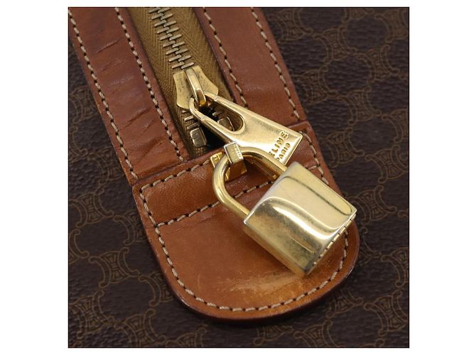 Céline CELINE Macadam Canvas Boston Bag PVC Leather Brown Gold - vista 20