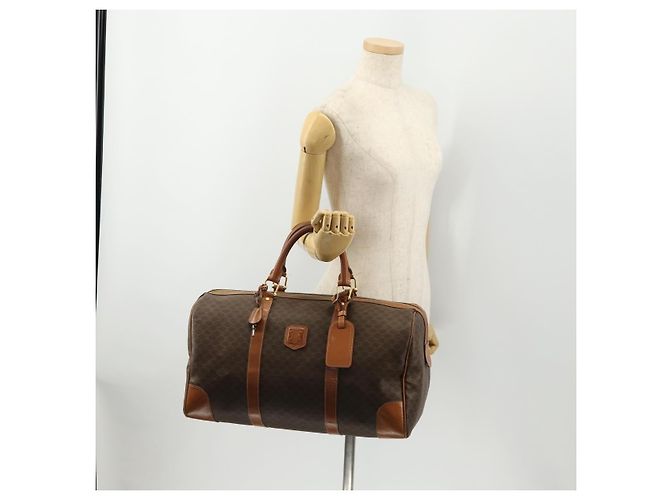 Céline CELINE Macadam Canvas Boston Bag PVC Leather Brown Gold - vista 25