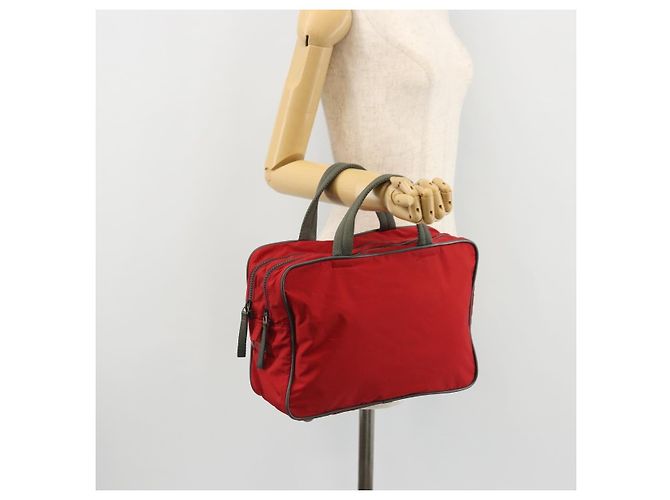 PRADA Sports Hand Bag Nylon Red Silver - vista 23