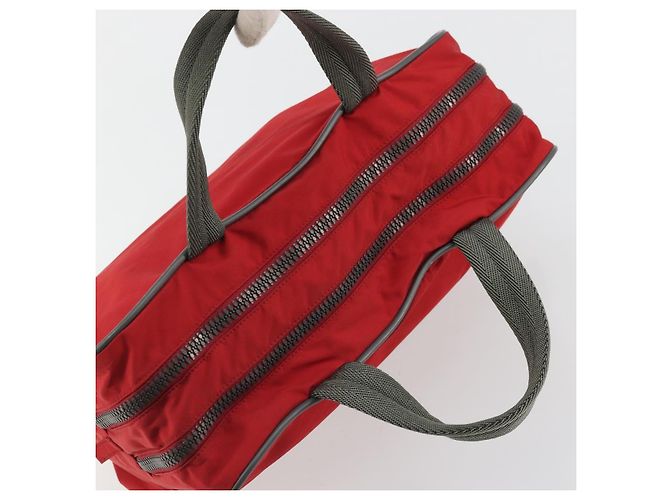 PRADA Sports Hand Bag Nylon Red Silver - vista 6