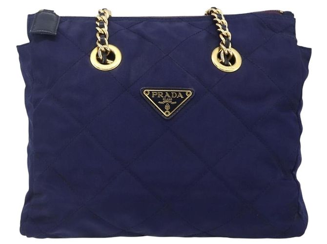PRADA Chain Shoulder Bag Nylon Purple Gold - vista 13