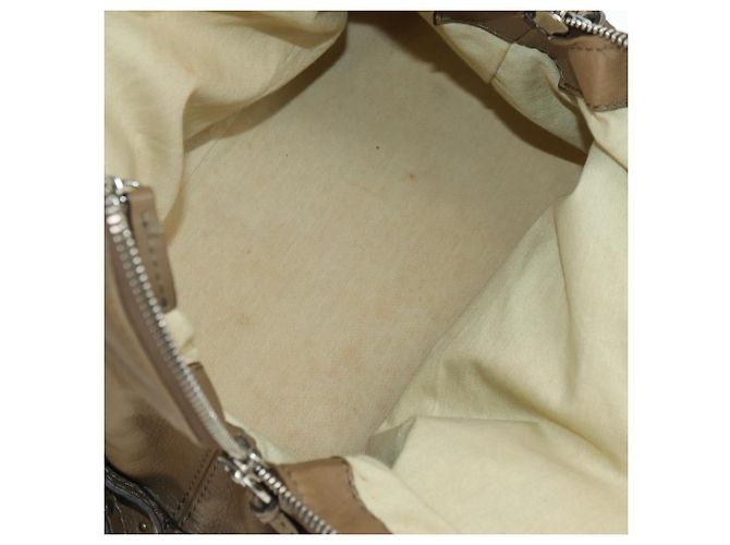 Chloé Chloe Paddington Shoulder Bag Leather Beige Silver Gold - vista 10
