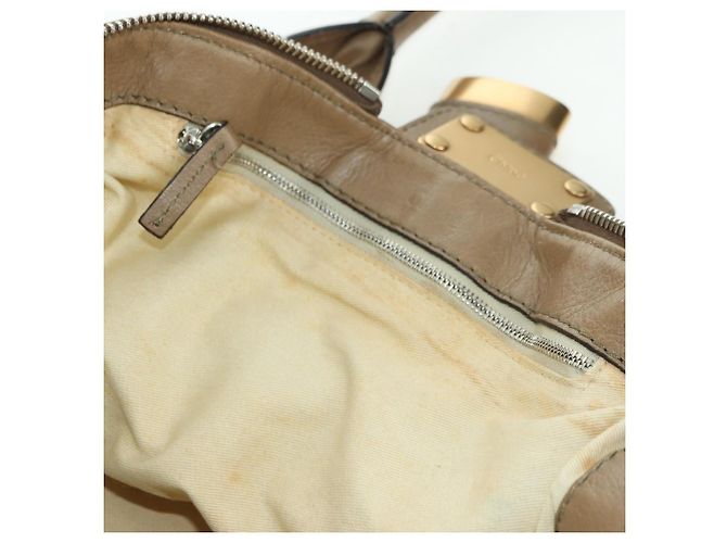 Chloé Chloe Paddington Shoulder Bag Leather Beige Silver Gold - vista 11