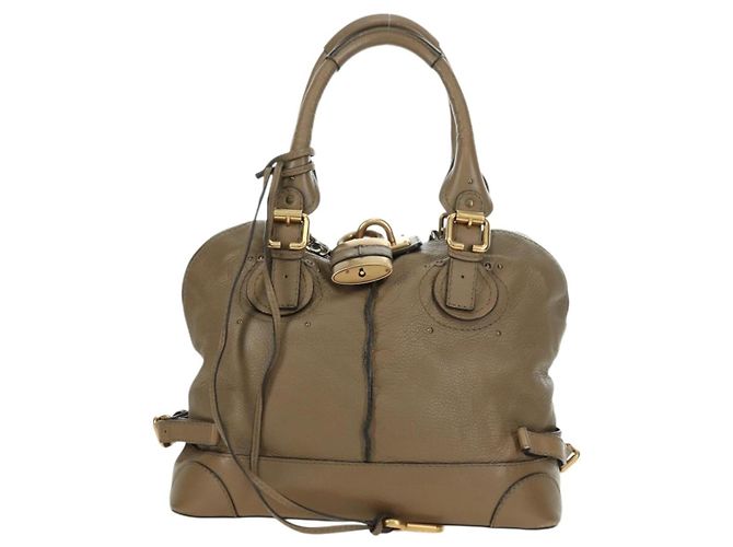 Chloé Chloe Paddington Shoulder Bag Leather Beige Silver Gold - vista 13
