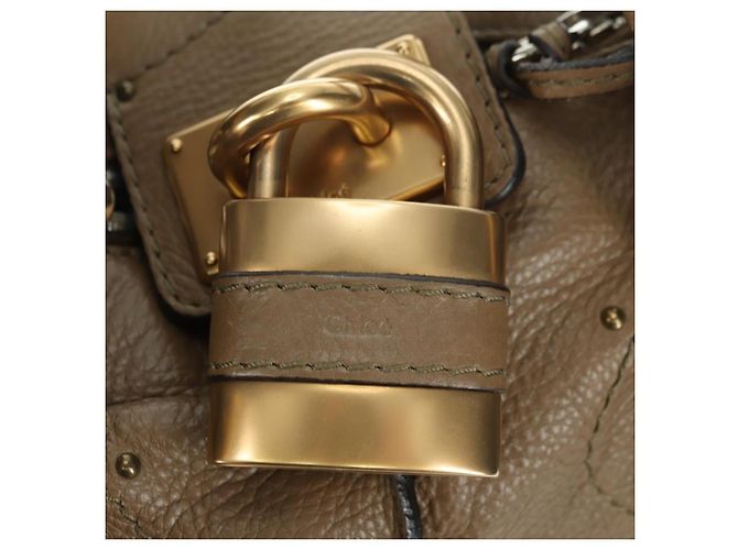 Chloé Chloe Paddington Shoulder Bag Leather Beige Silver Gold - vista 19
