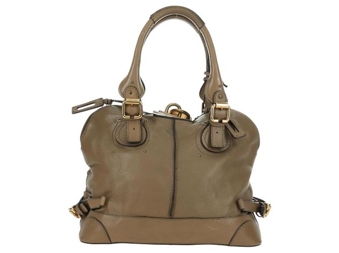 Chloé Chloe Paddington Shoulder Bag Leather Beige Silver Gold - vista 2