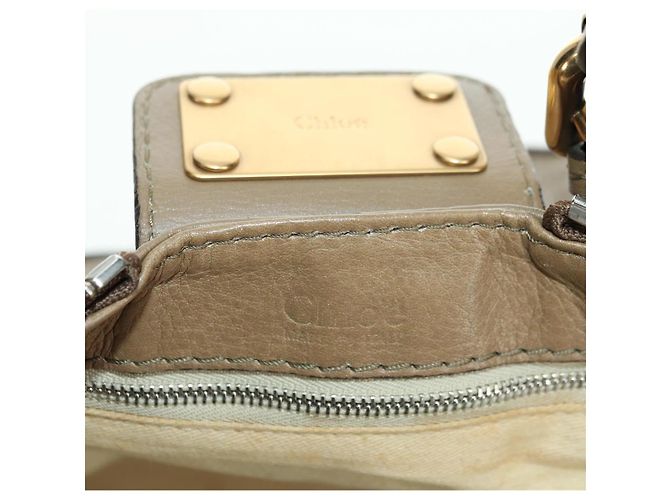 Chloé Chloe Paddington Shoulder Bag Leather Beige Silver Gold - vista 21