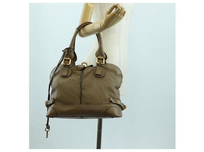 Chloé Chloe Paddington Shoulder Bag Leather Beige Silver Gold - vista 26