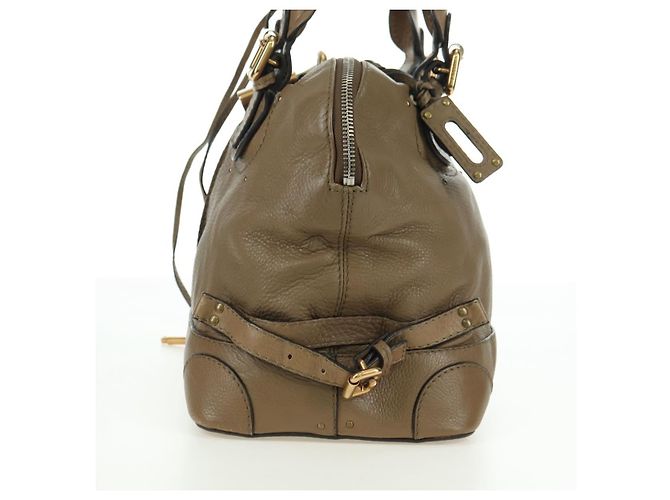 Chloé Chloe Paddington Shoulder Bag Leather Beige Silver Gold - vista 3