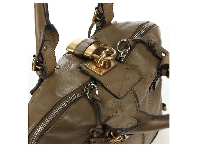 Chloé Chloe Paddington Shoulder Bag Leather Beige Silver Gold - vista 7