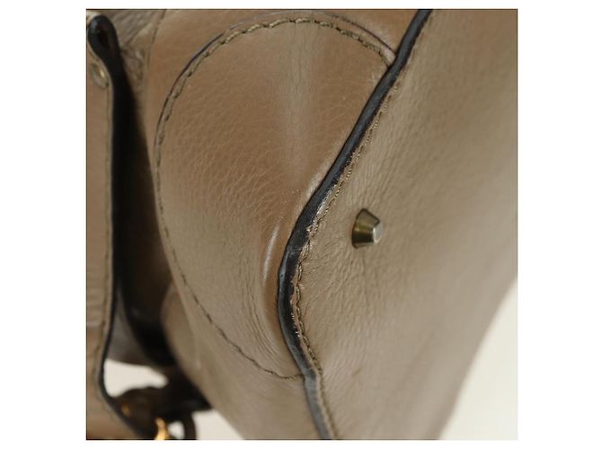 Chloé Chloe Paddington Shoulder Bag Leather Beige Silver Gold - vista 9