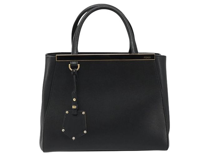 FENDI 2JOURS Hand Bag Leather Black Gold - vista 13