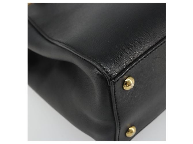 FENDI 2JOURS Hand Bag Leather Black Gold - vista 15