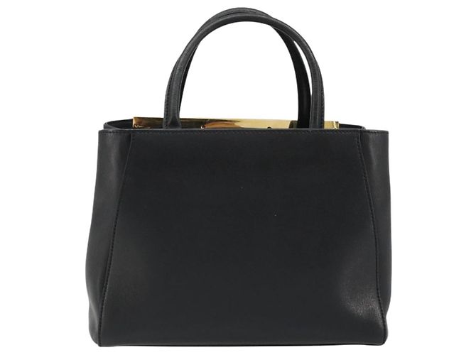 FENDI 2JOURS Hand Bag Leather Black Gold - vista 2