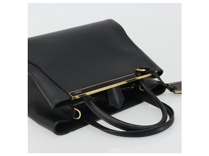 FENDI 2JOURS Hand Bag Leather Black Gold - vista 6