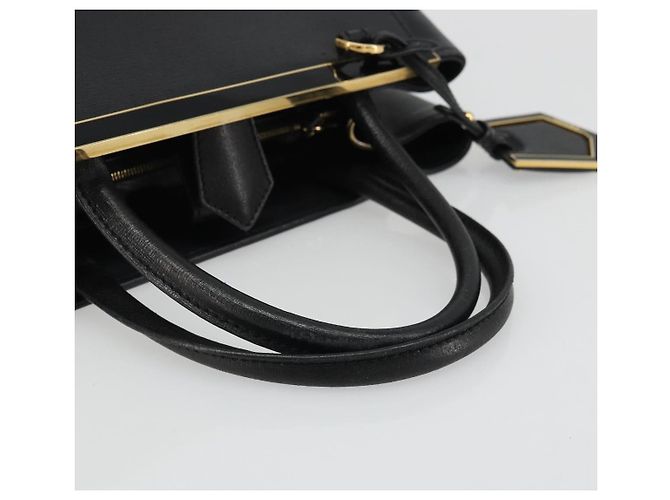 FENDI 2JOURS Hand Bag Leather Black Gold - vista 7