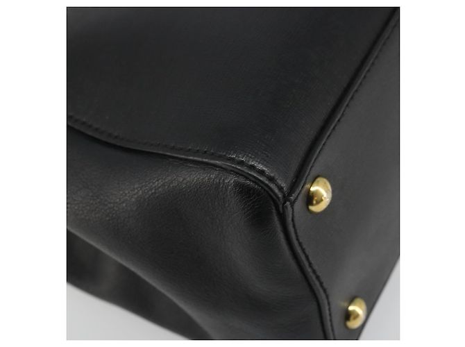 FENDI 2JOURS Hand Bag Leather Black Gold - vista 9