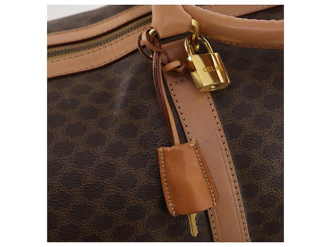 Céline CELINE Macadam Canvas Boston Bag PVC Leather Brown Gold - vista 10