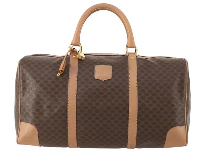 Céline CELINE Macadam Canvas Boston Bag PVC Leather Brown Gold - vista 13