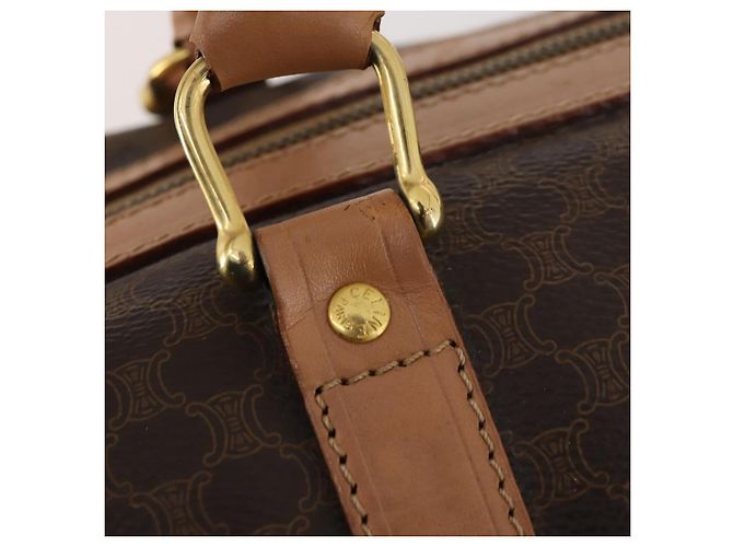 Céline CELINE Macadam Canvas Boston Bag PVC Leather Brown Gold - vista 17