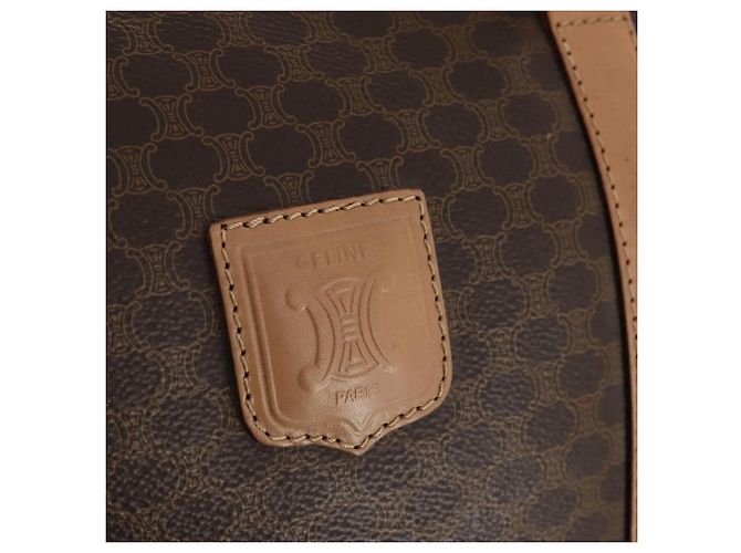 Céline CELINE Macadam Canvas Boston Bag PVC Leather Brown Gold - vista 18