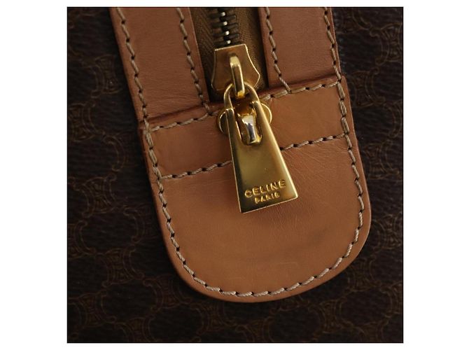 Céline CELINE Macadam Canvas Boston Bag PVC Leather Brown Gold - vista 19