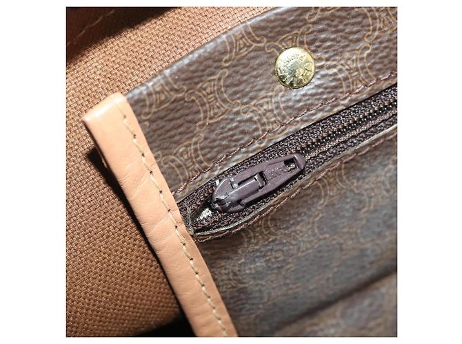 Céline CELINE Macadam Canvas Boston Bag PVC Leather Brown Gold - vista 22