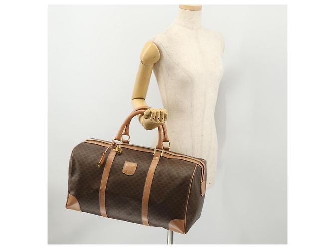 Céline CELINE Macadam Canvas Boston Bag PVC Leather Brown Gold - vista 24