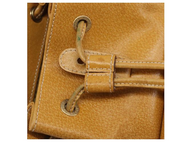 GUCCI Bamboo Backpack Leather Beige Gold 003 2058 0030 - vista 10