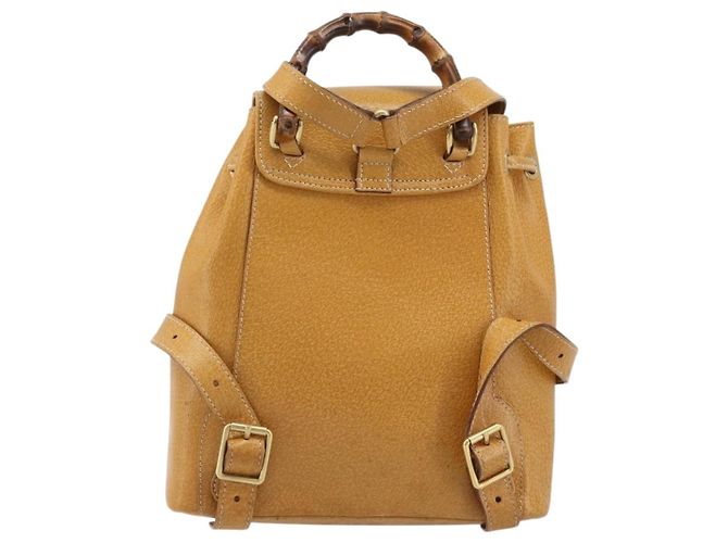 GUCCI Bamboo Backpack Leather Beige Gold 003 2058 0030 - vista 2
