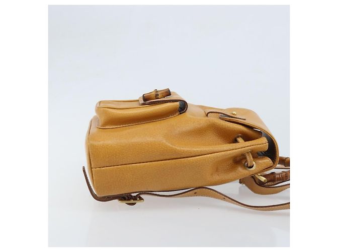 GUCCI Bamboo Backpack Leather Beige Gold 003 2058 0030 - vista 3
