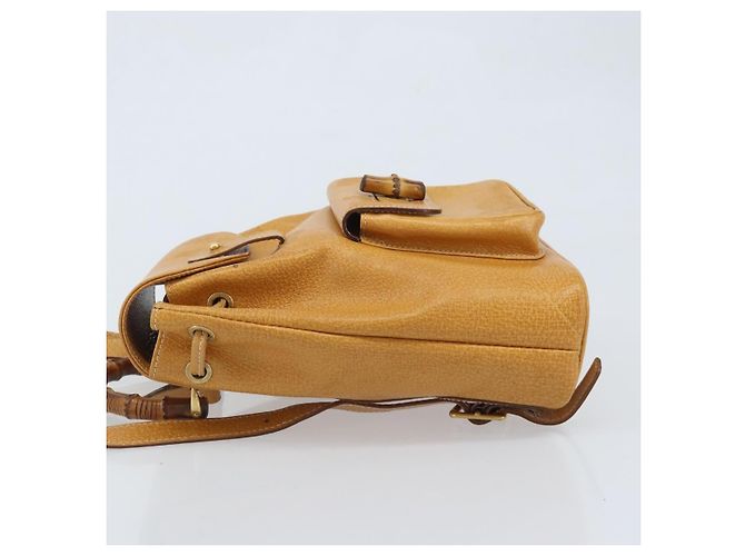 GUCCI Bamboo Backpack Leather Beige Gold 003 2058 0030 - vista 4