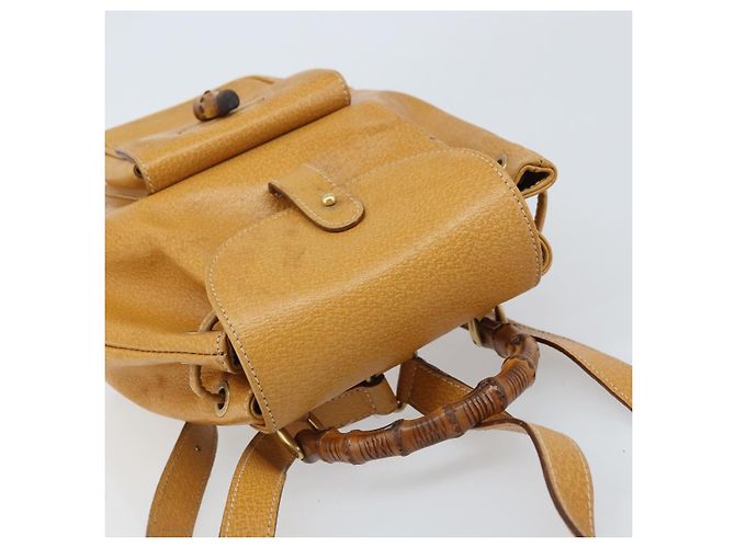 GUCCI Bamboo Backpack Leather Beige Gold 003 2058 0030 - vista 6